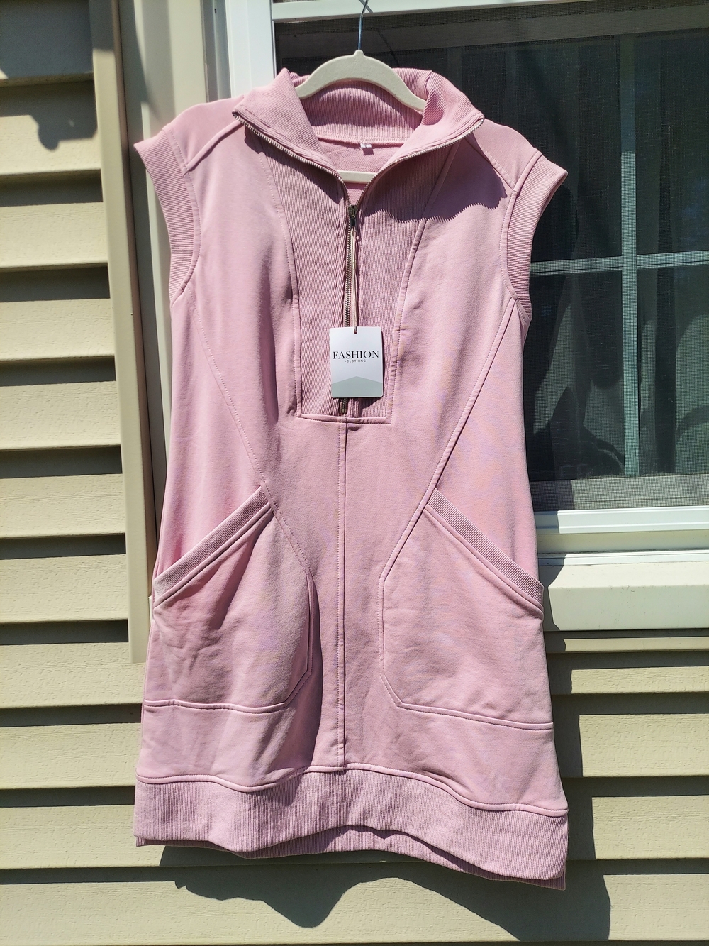 Fashion Pastel Pink Zip-Front Sweatshirt Dress Womens Size Small NWT Cottagecore